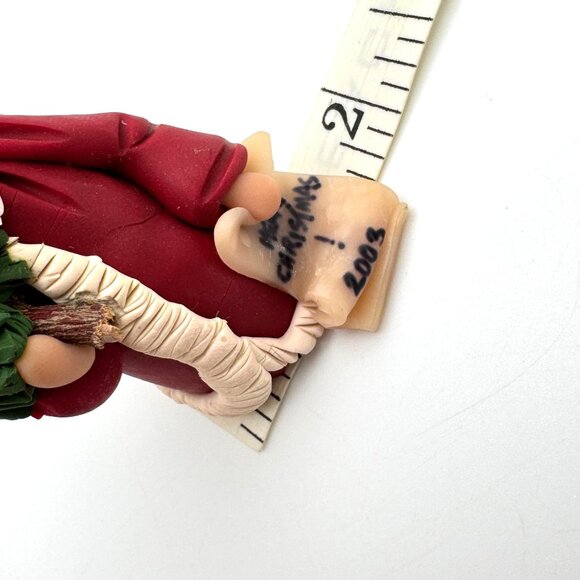 Handcrafted 2003 Santa Figurine With Christmas Tree & Star Clay Ceramic Signed - Picture 5 of 9